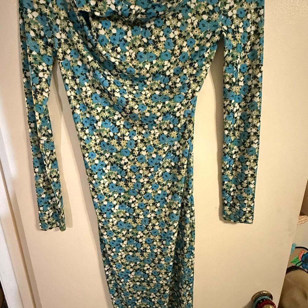 Zara Blue Floral Long Sleeve Dress